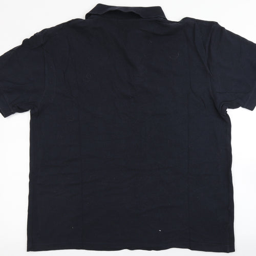 Easy Mens Blue  100% Cotton  Polo Size L Round Neck Button
