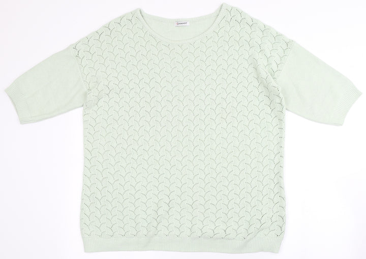 Damart Womens Green Round Neck Acrylic Pullover Jumper Size L