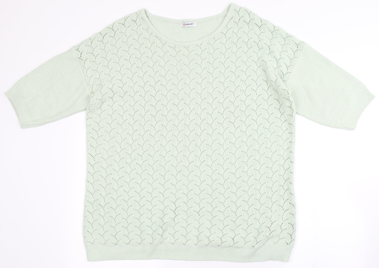Damart Womens Green Round Neck  Acrylic Pullover Jumper Size L