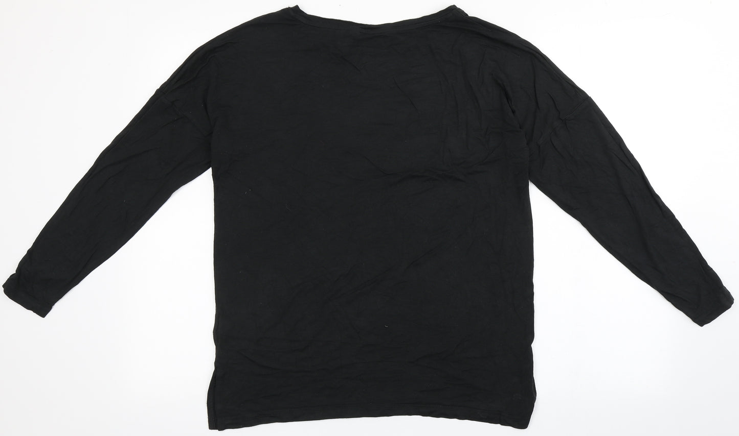F&F Womens Black  Viscose Basic T-Shirt Size 10 Round Neck - Stars