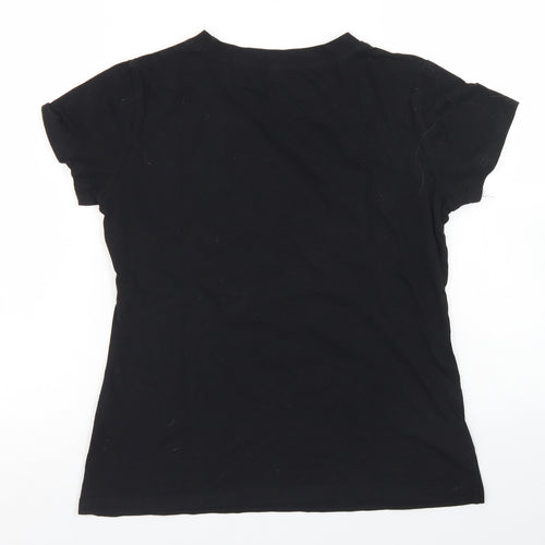 SheIn Womens Black  Cotton Basic T-Shirt Size S Crew Neck - Beach Party