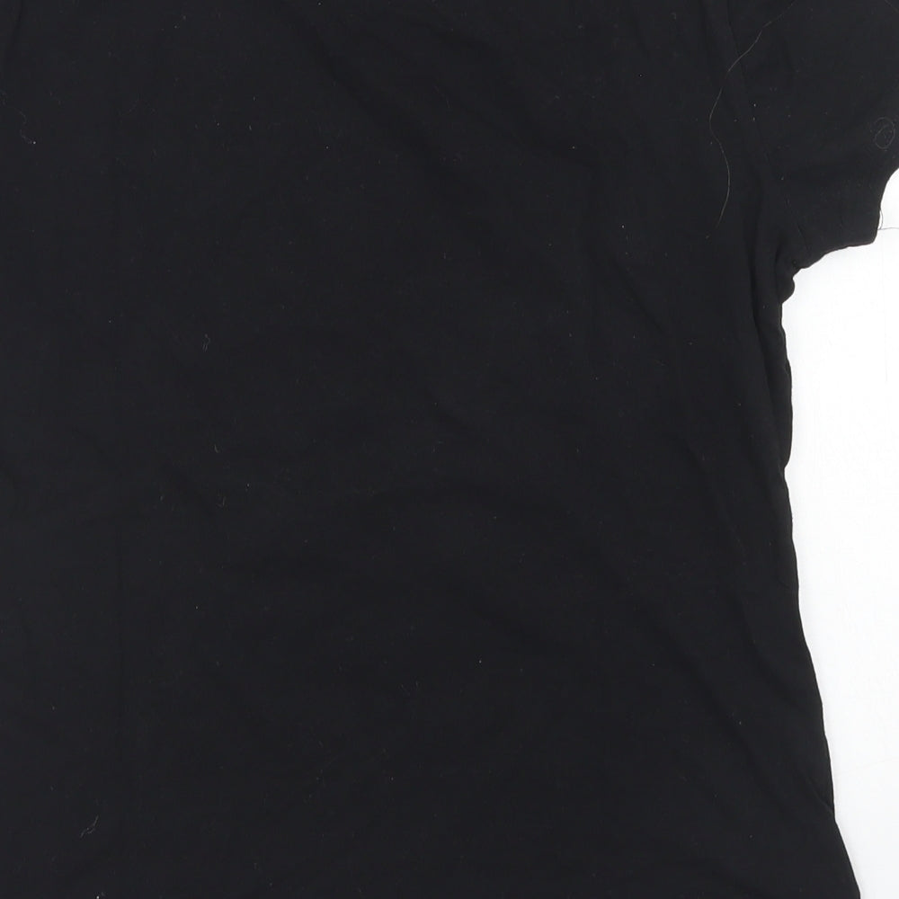 SheIn Womens Black  Cotton Basic T-Shirt Size S Crew Neck - Beach Party