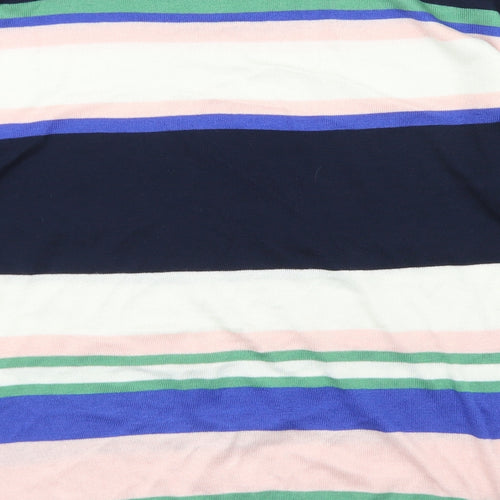 M&S Collection Womens Blue Crew Neck Striped Acrylic Pullover Jumper Size M