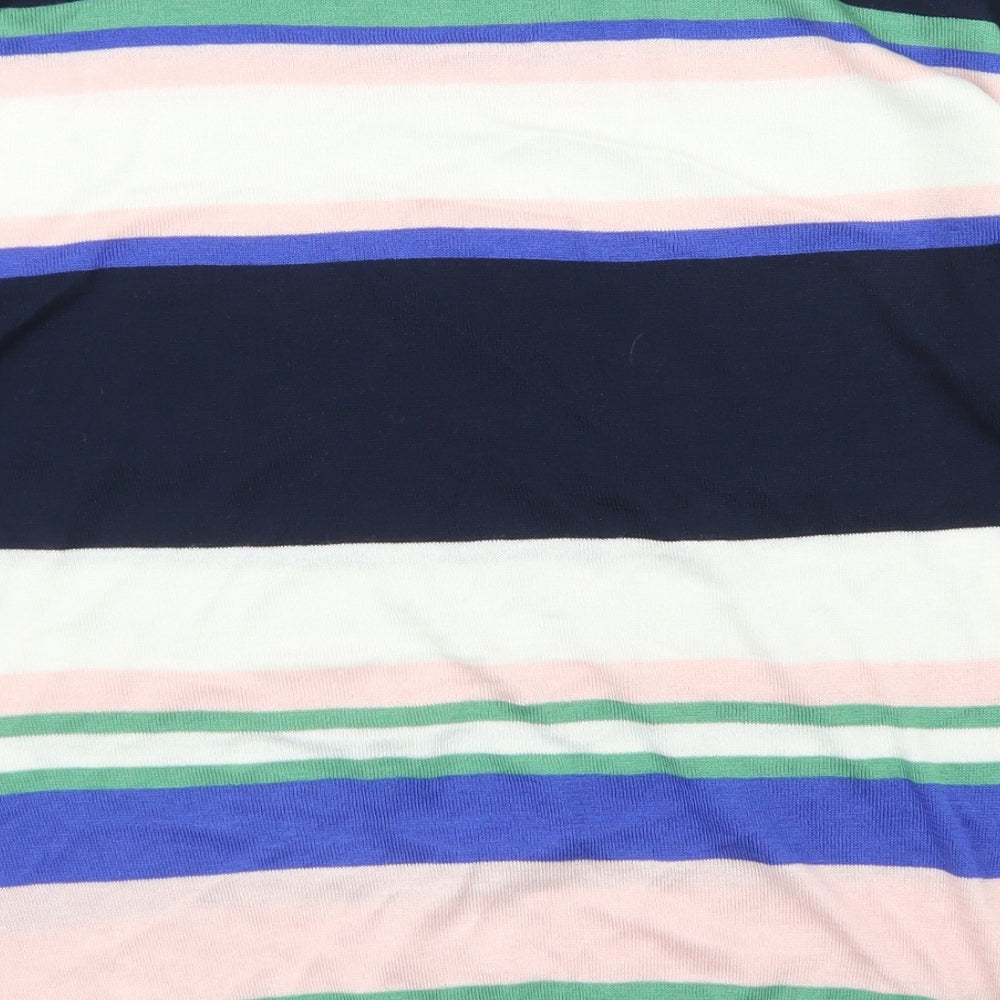 M&S Collection Womens Blue Crew Neck Striped Acrylic Pullover Jumper Size M