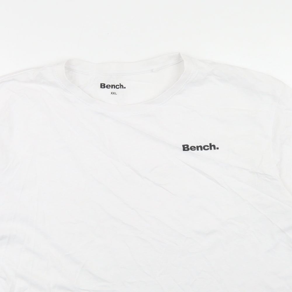 Bench Mens White  Cotton  T-Shirt Size 2XL Crew Neck