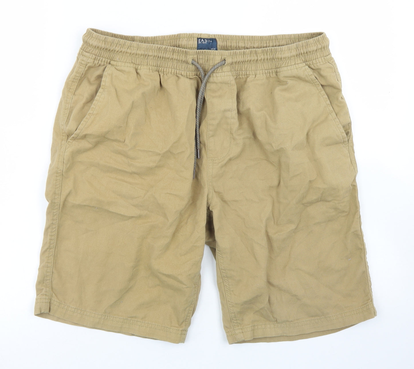 Easy Mens Brown  Cotton Bermuda Shorts Size 36 in L7 in Regular Drawstring