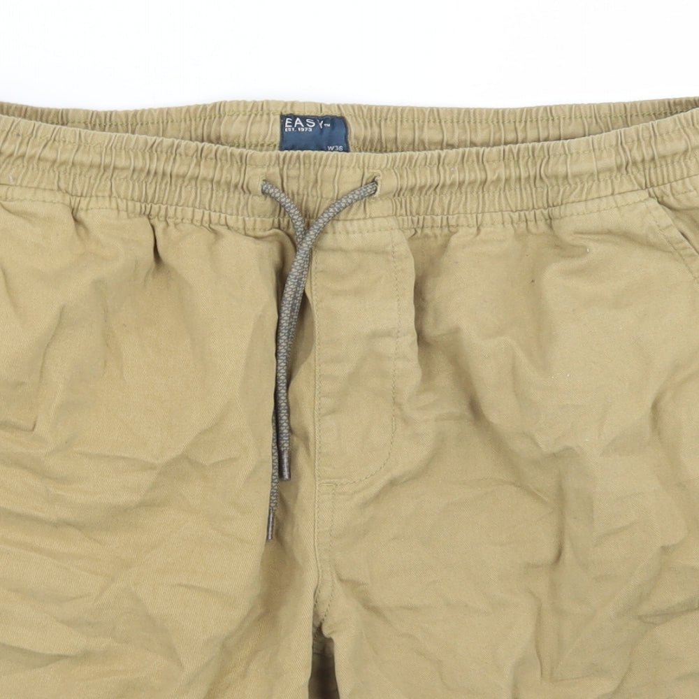 Easy Mens Brown  Cotton Bermuda Shorts Size 36 in L7 in Regular Drawstring