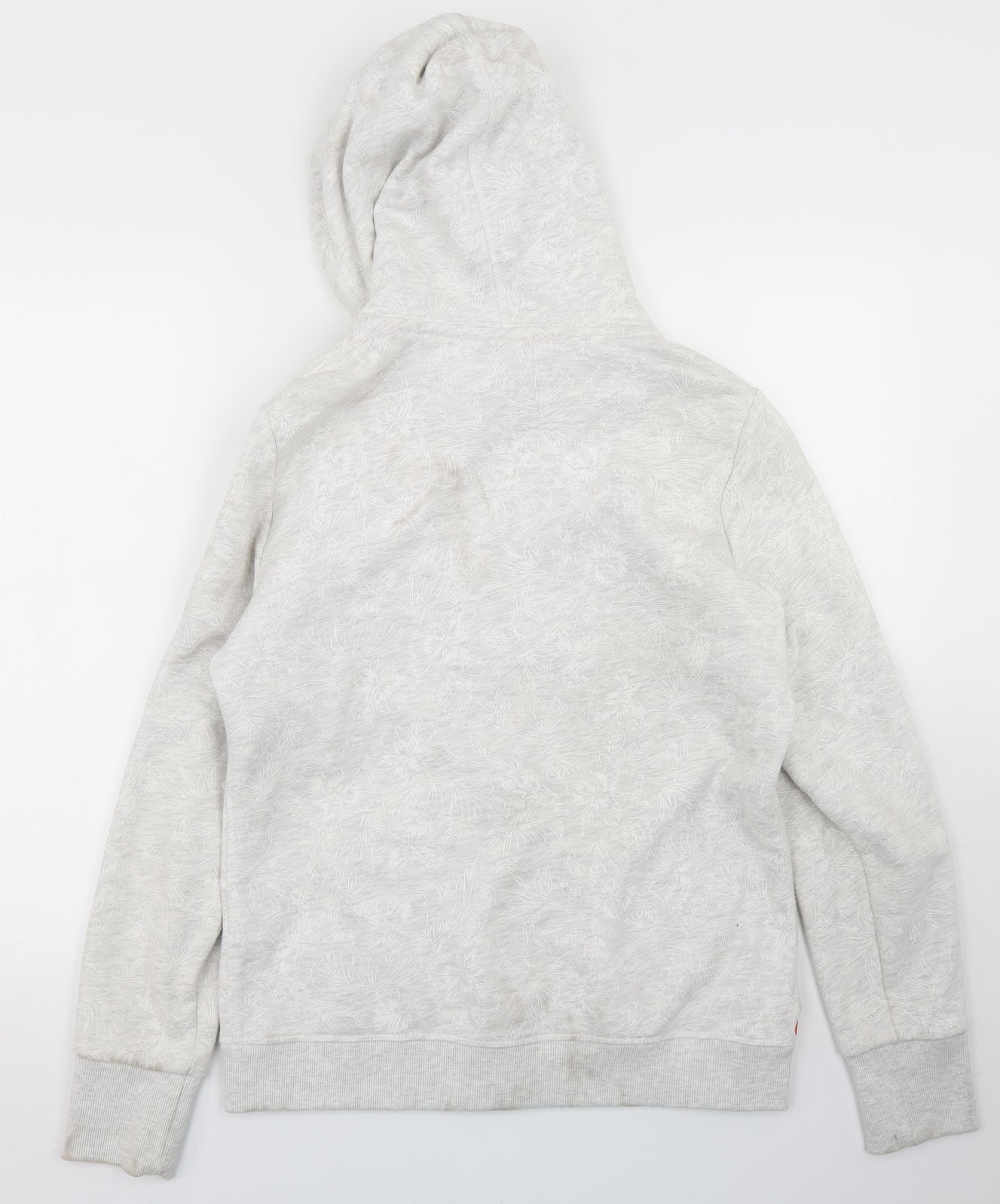 Superdry Mens Grey Floral Cotton Full Zip Hoodie Size XL