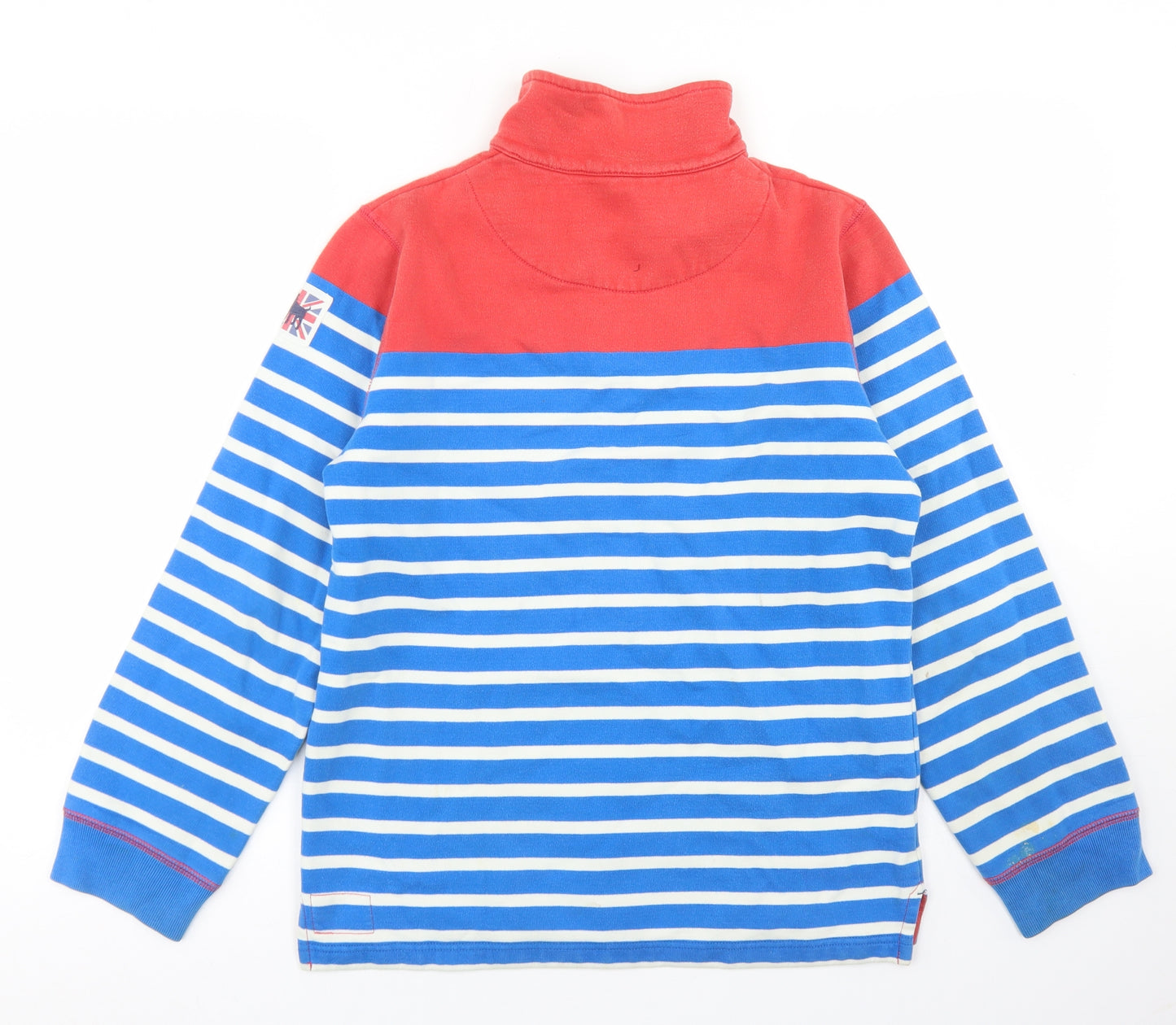 Mini Boden Boys Blue Striped Cotton Pullover Sweatshirt Size 11-12 Years  Zip