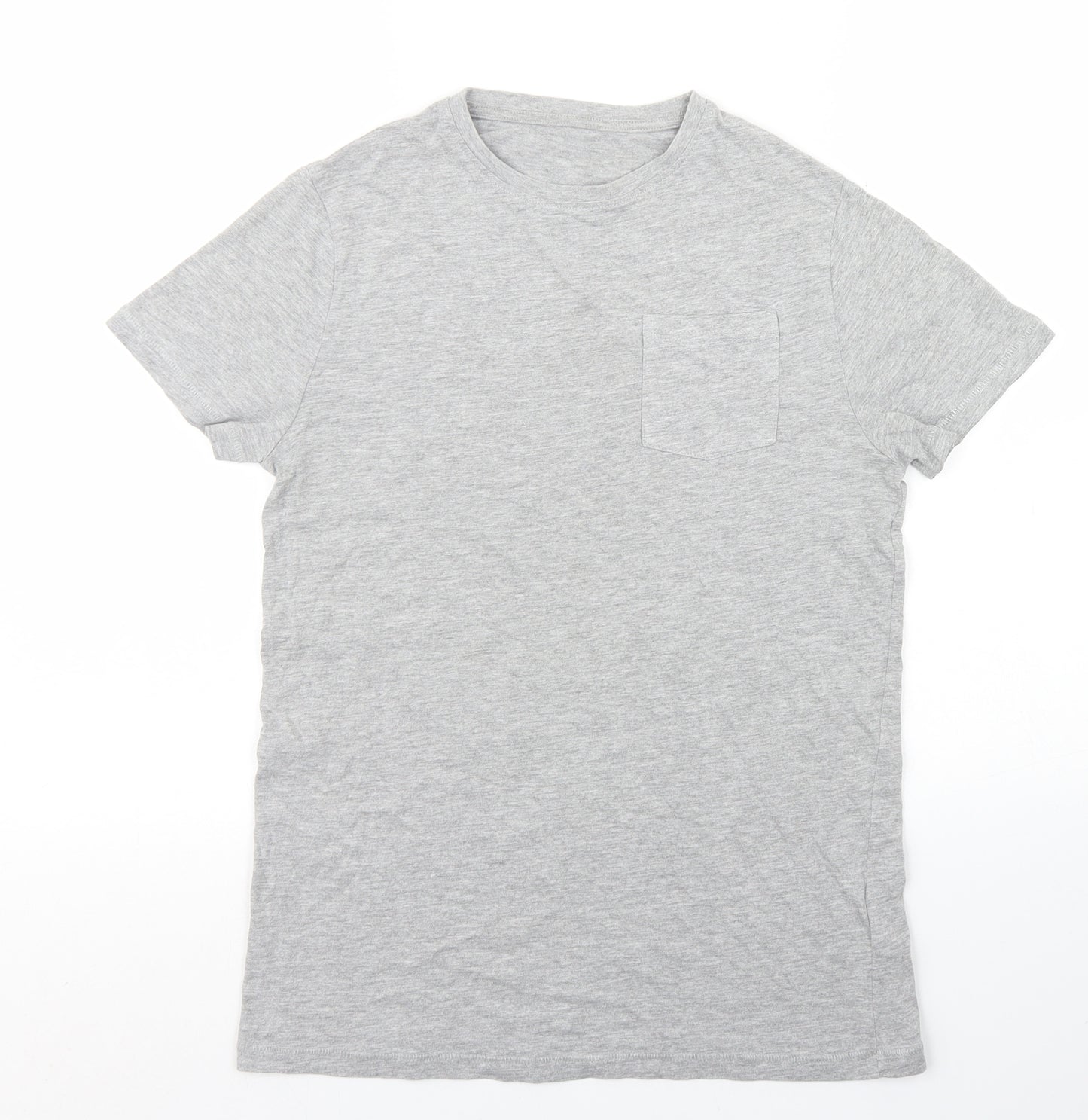 Marks and Spencer Boys Grey  Cotton Basic T-Shirt Size 12-13 Years Crew Neck  - Chest Pocket