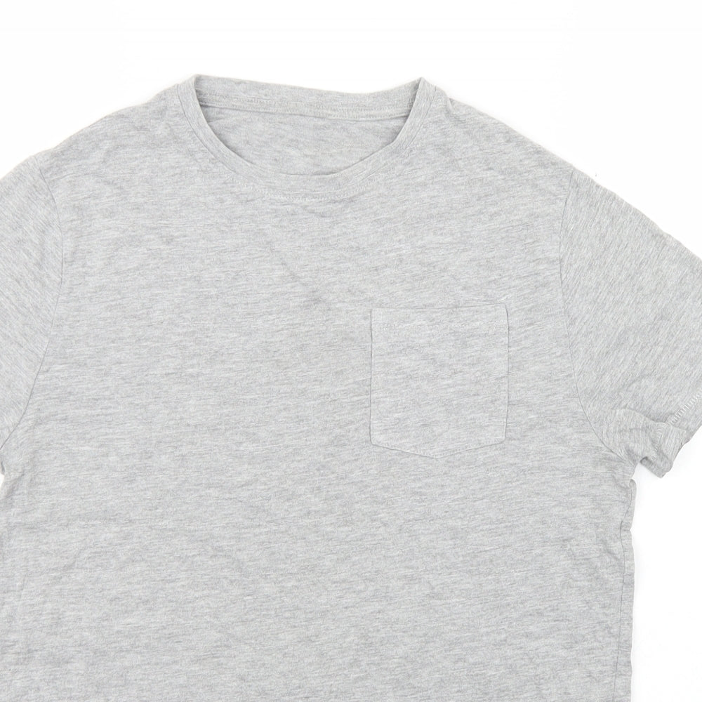 Marks and Spencer Boys Grey  Cotton Basic T-Shirt Size 12-13 Years Crew Neck  - Chest Pocket