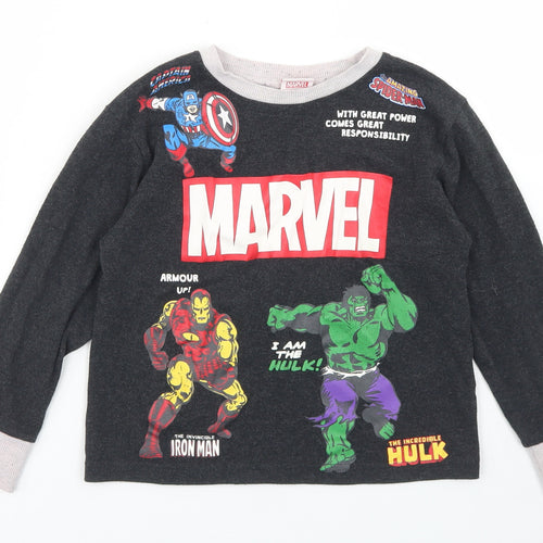Matalan Boys Grey  Cotton Basic T-Shirt Size 7 Years Crew Neck  - Marvel Avengers