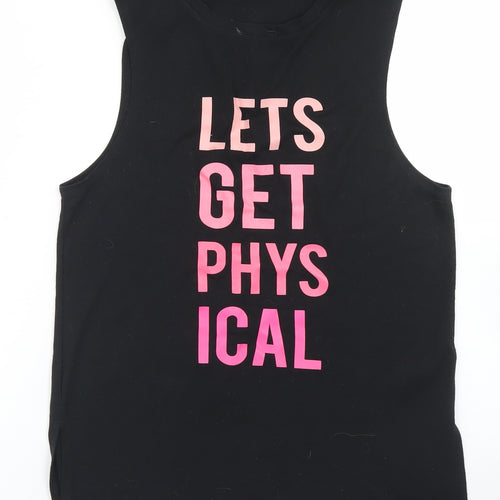 F&F Womens Black  Polyester Basic Tank Size S Crew Neck