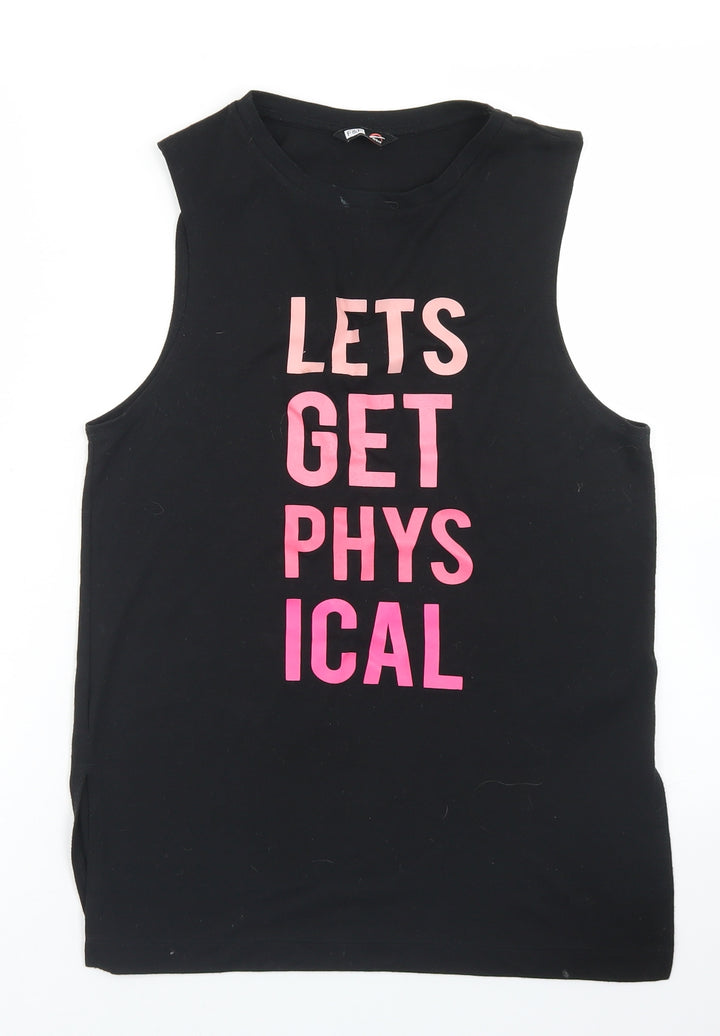 F&F Womens Black  Polyester Basic Tank Size S Crew Neck