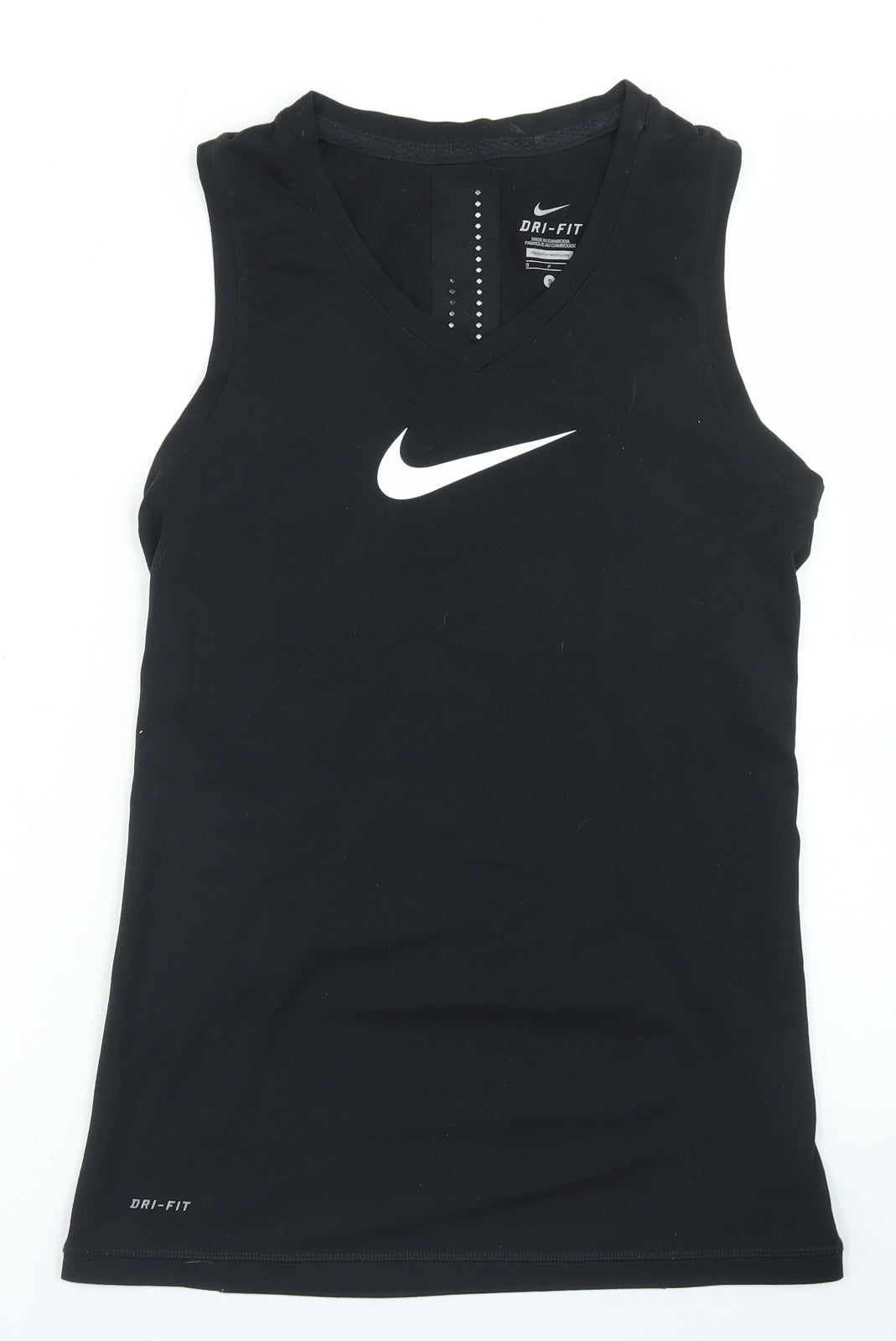 Nike Womens Black  Polyester Basic Tank Size S V-Neck  - Dri-fit