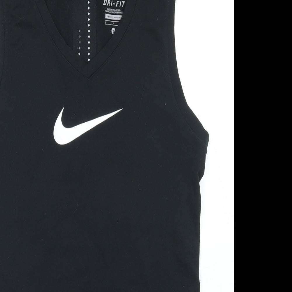 Nike Womens Black  Polyester Basic Tank Size S V-Neck  - Dri-fit