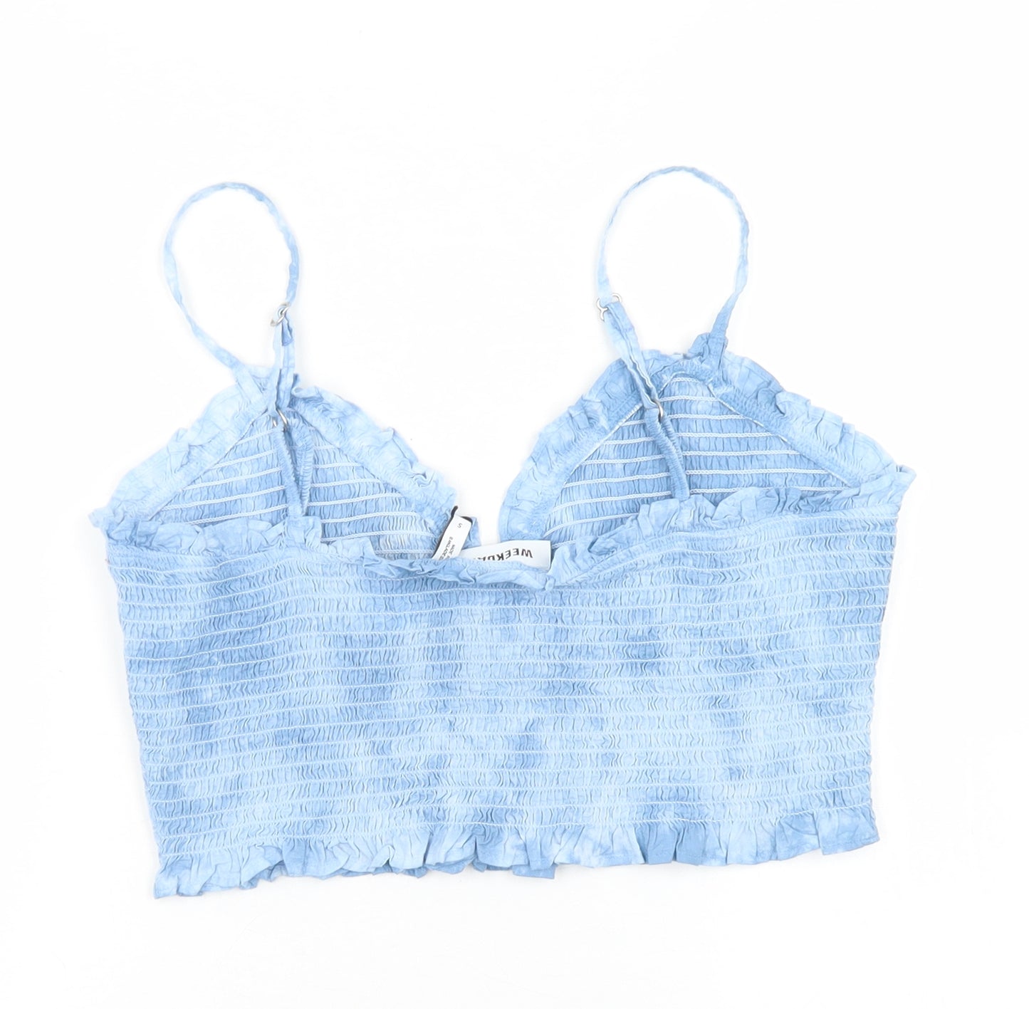 Weekday Womens Blue  Cotton Cropped Tank Size S Sweetheart