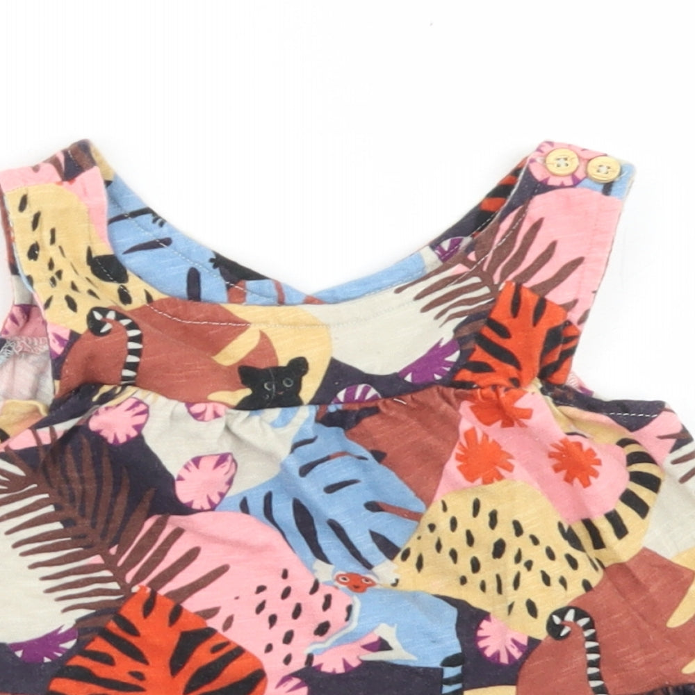 NEXT Girls Multicoloured  Cotton Basic Tank Size 2-3 Years Round Neck Button - Bush Babies, Jungle Print