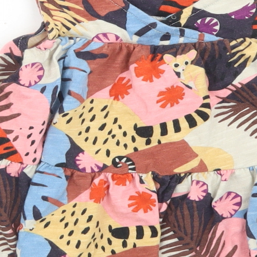 NEXT Girls Multicoloured  Cotton Basic Tank Size 2-3 Years Round Neck Button - Bush Babies, Jungle Print