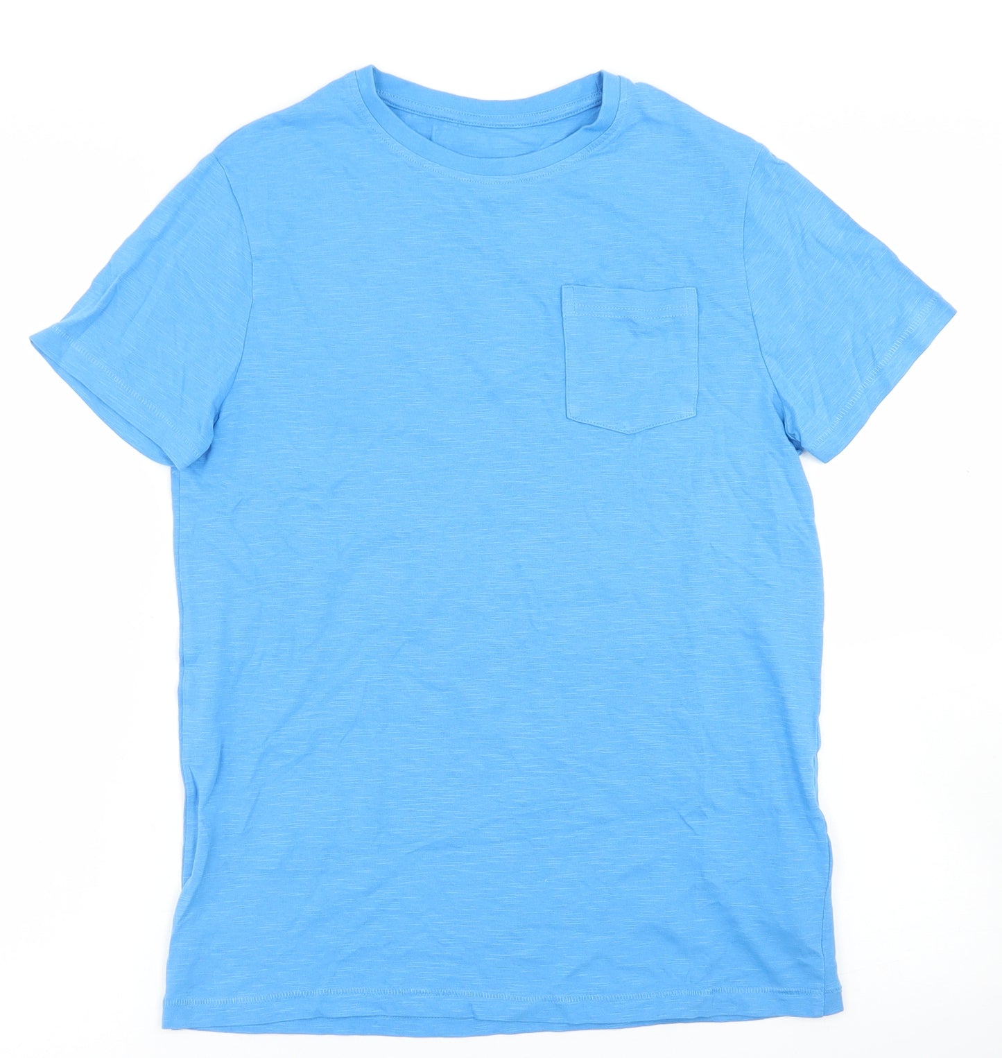 Marks and Spencer Boys Blue  Cotton Basic T-Shirt Size 12-13 Years Crew Neck  - Chest Pocket