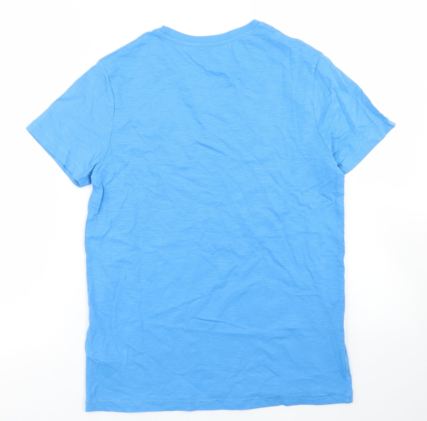 Marks and Spencer Boys Blue  Cotton Basic T-Shirt Size 12-13 Years Crew Neck  - Chest Pocket