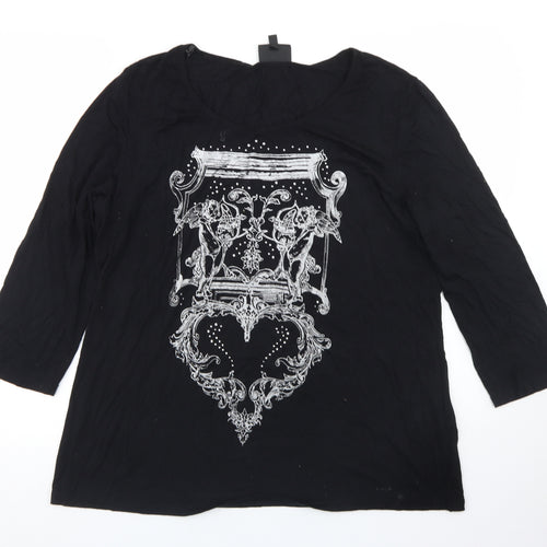 Antthony Womens Black  Viscose Basic T-Shirt Size XL Round Neck