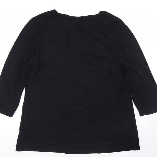 Antthony Womens Black  Viscose Basic T-Shirt Size XL Round Neck