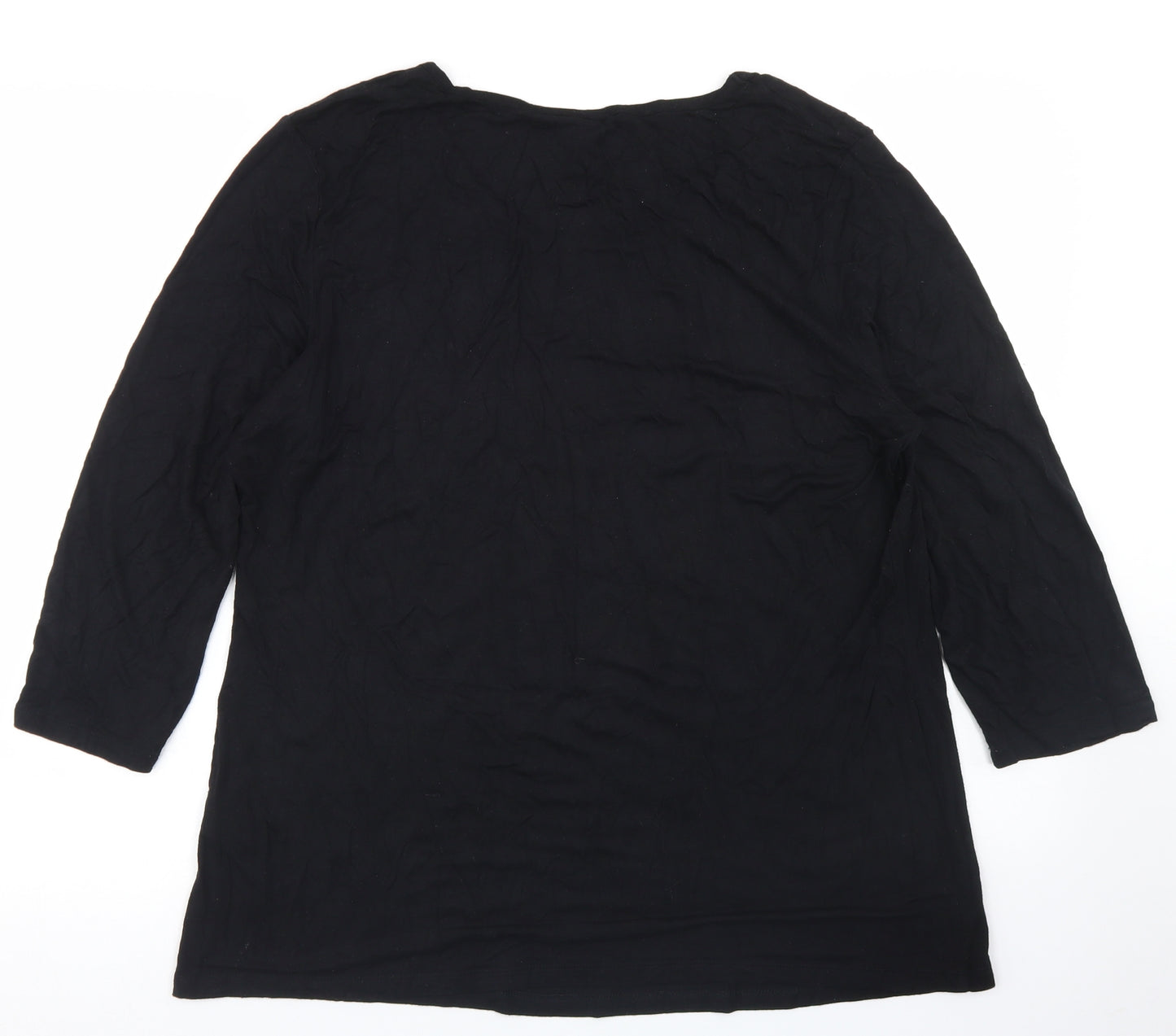 Antthony Womens Black  Viscose Basic T-Shirt Size XL Round Neck