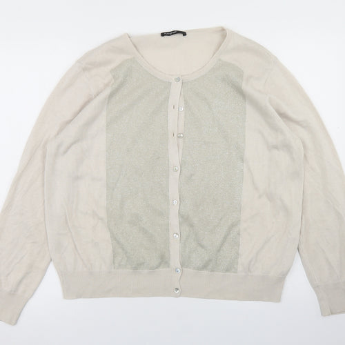 Autograph Womens Beige Crew Neck  Acrylic Cape Jumper Size 18
