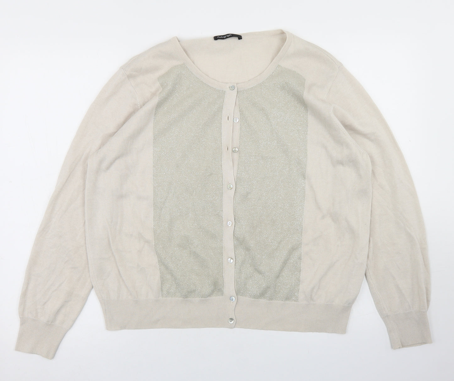 Autograph Womens Beige Crew Neck  Acrylic Cape Jumper Size 18