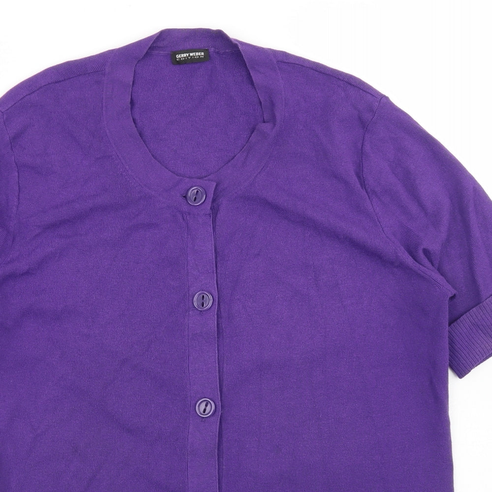 Gerry Weber Womens Purple Round Neck  Viscose Cardigan Jumper Size 20