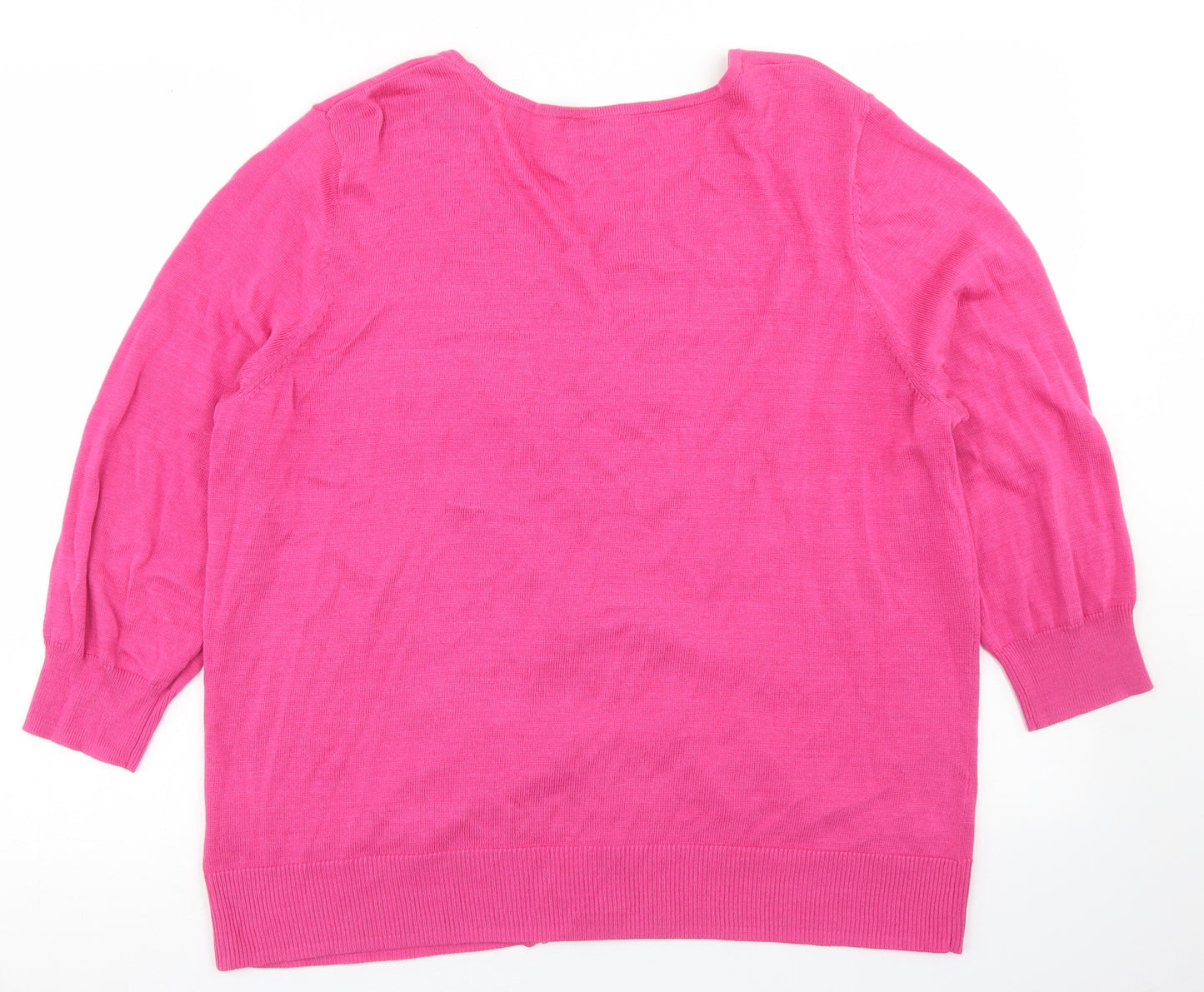 Monsoon Womens Pink Crew Neck  Cotton Cardigan Jumper Size XL