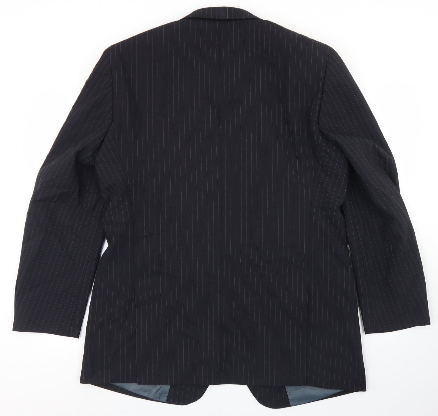 Greenwoods Mens Black Striped Polyester Jacket Blazer Size 42