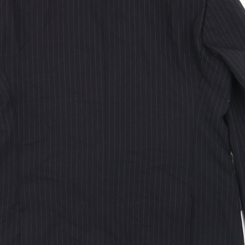 Greenwoods Mens Black Striped Polyester Jacket Blazer Size 42