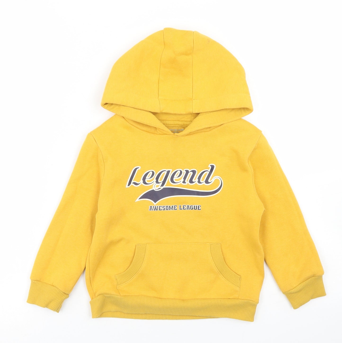 Primark Boys Yellow  Cotton Pullover Hoodie Size 3-4 Years   - Legend