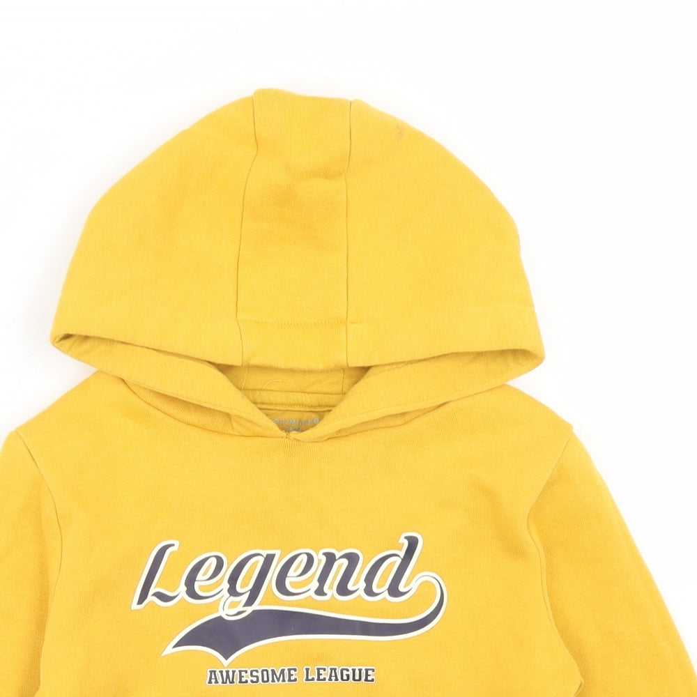 Primark Boys Yellow  Cotton Pullover Hoodie Size 3-4 Years   - Legend