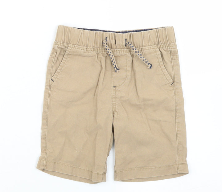 Primark Boys Brown Cotton Cropped Trousers Size 12-18 Months Drawstring