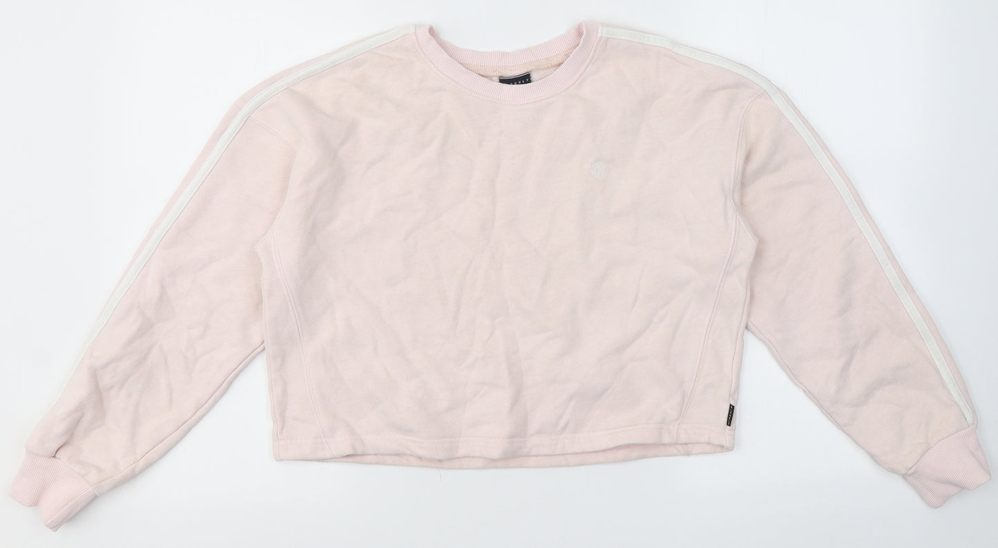 Blakely Womens Pink Round Neck  Cotton Pullover Jumper Size S   - crop top