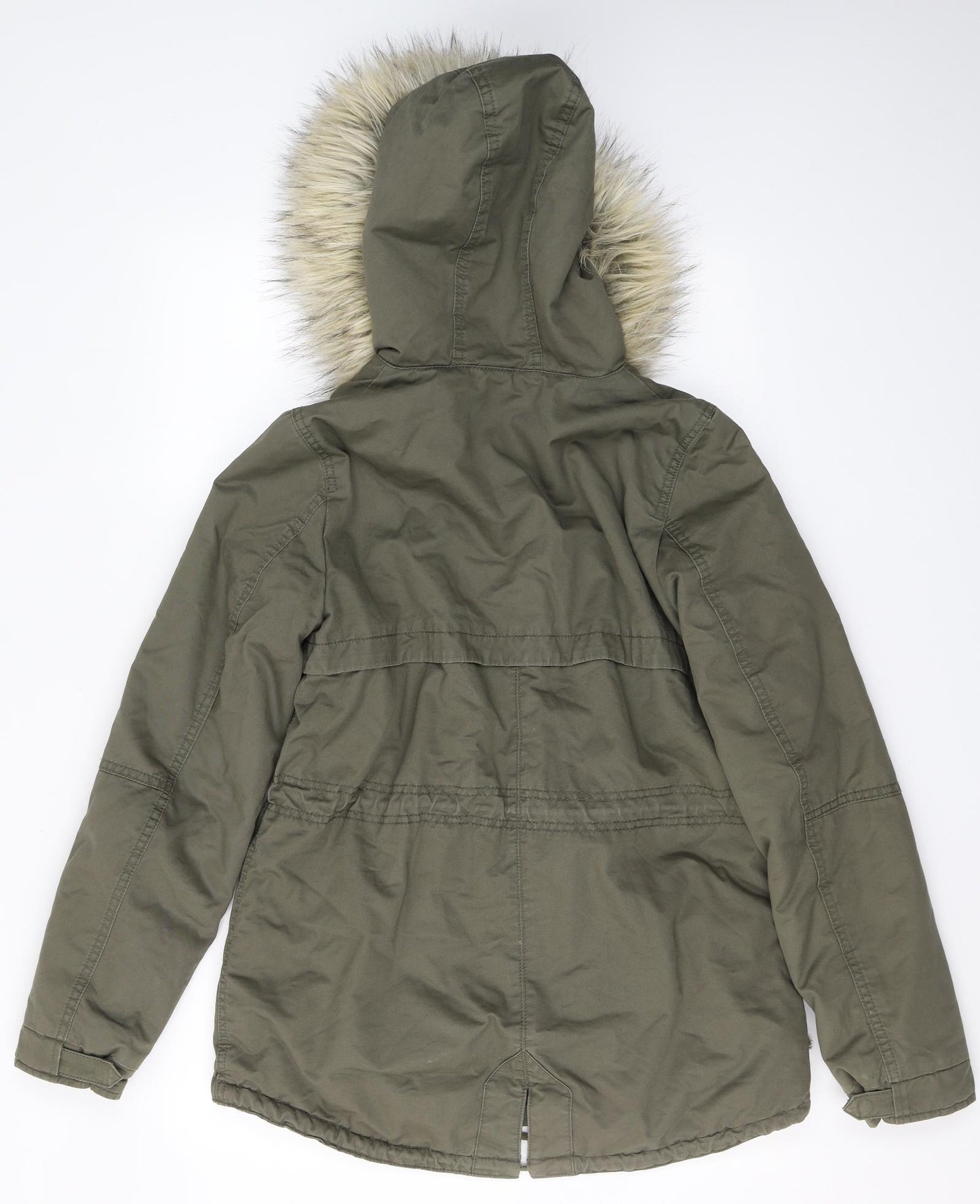 H&M Womens Green   Jacket Coat Size 8  Zip - Faux Fur