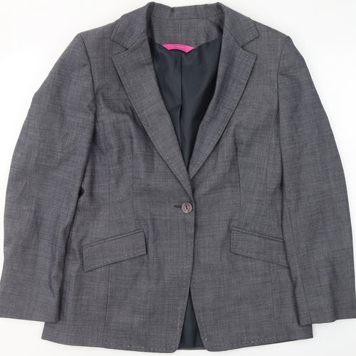 For Women Womens Grey  Polyester Jacket Blazer Size 14   - Padded Shoulders