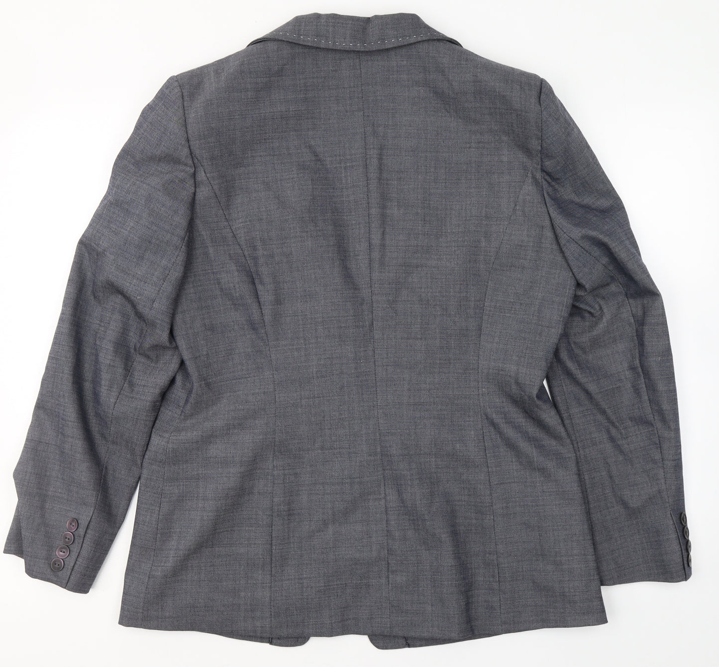 For Women Womens Grey  Polyester Jacket Blazer Size 14   - Padded Shoulders