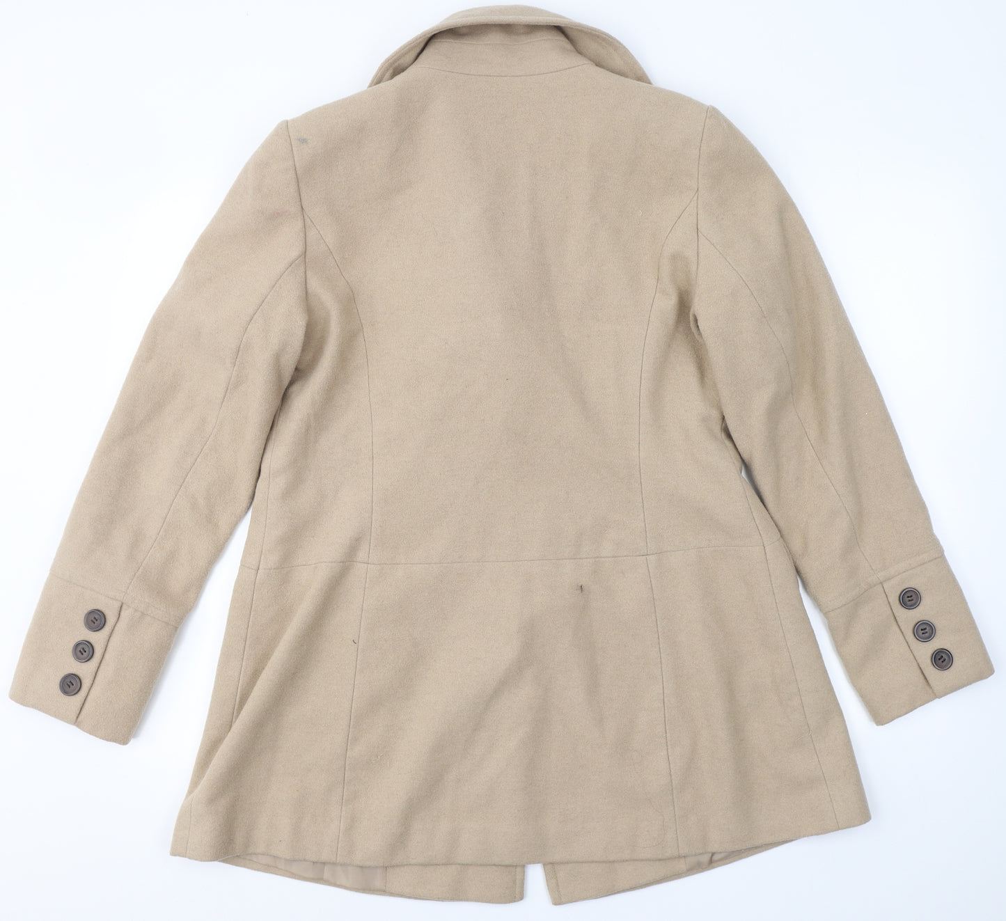 Laura Scott Womens Beige   Pea Coat Coat Size 16  Buckle