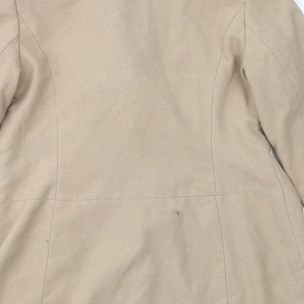 Laura Scott Womens Beige   Pea Coat Coat Size 16  Buckle