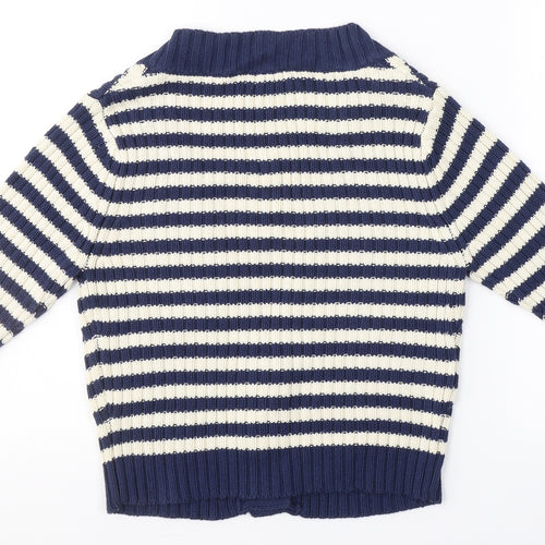 Dorothy Perkins Womens Blue V-Neck Striped Cotton Cardigan Jumper Size 12