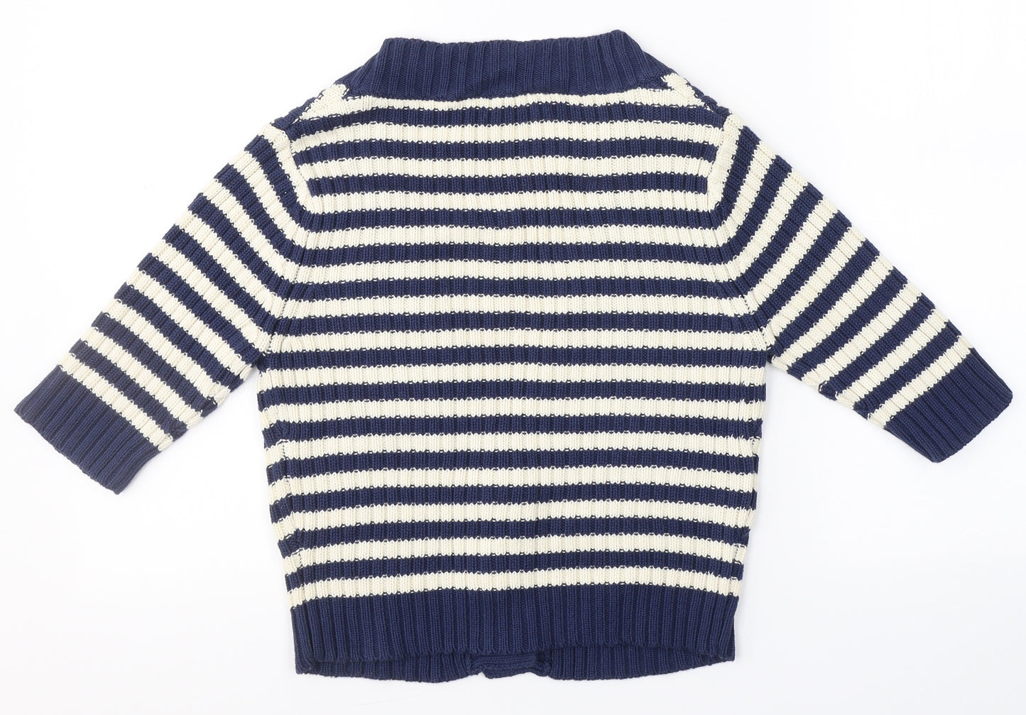 Dorothy Perkins Womens Blue V-Neck Striped Cotton Cardigan Jumper Size 12