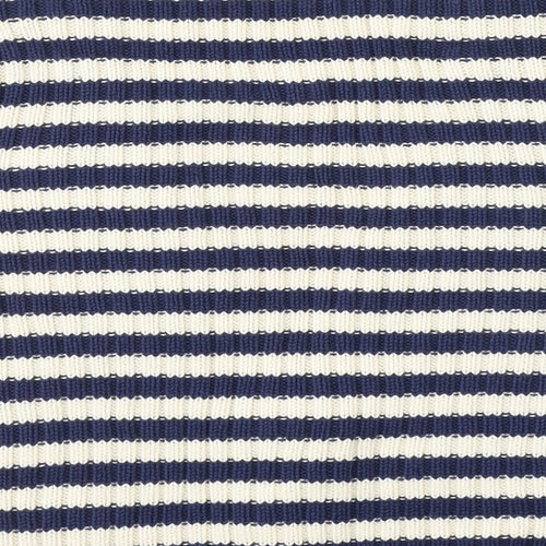 Dorothy Perkins Womens Blue V-Neck Striped Cotton Cardigan Jumper Size 12