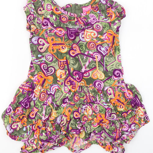 pompolina Girls Multicoloured Geometric Cotton Fit & Flare  Size 4 Years  Round Neck Zip - lollypop print