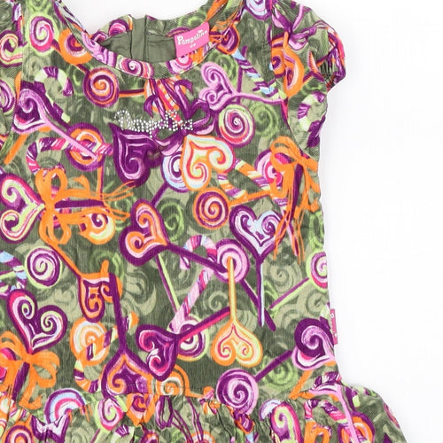 pompolina Girls Multicoloured Geometric Cotton Fit & Flare  Size 4 Years  Round Neck Zip - lollypop print