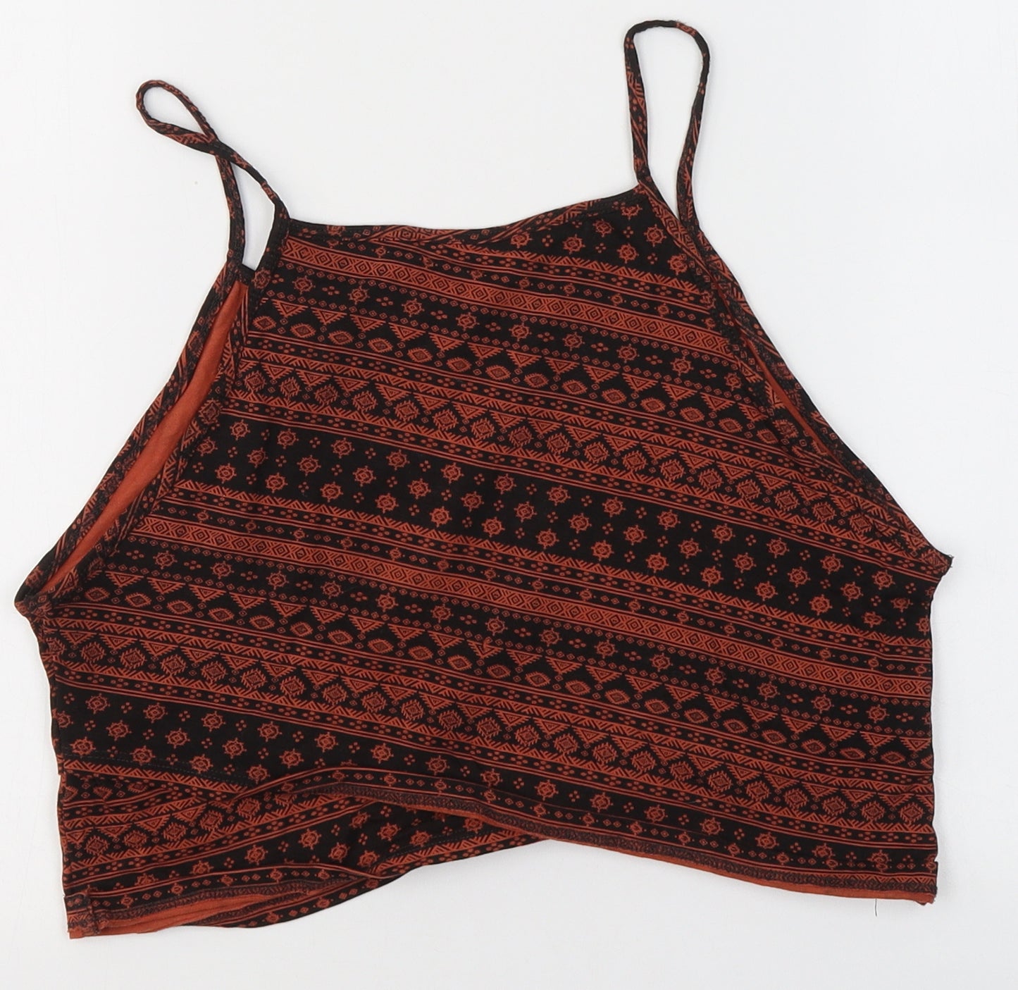 New Look Womens Red Geometric Cotton Basic Tank Size 14 Round Neck - Layered Crop Top