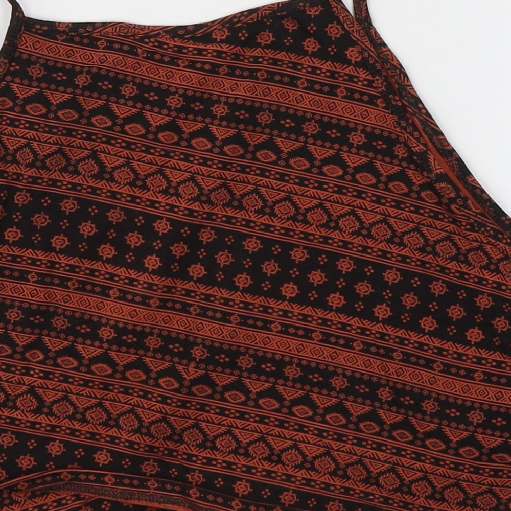 New Look Womens Red Geometric Cotton Basic Tank Size 14 Round Neck - Layered Crop Top
